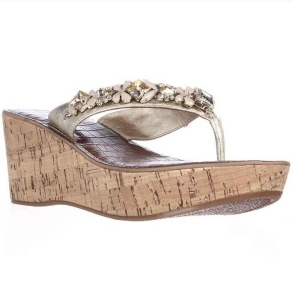 Sam Edelman Womens Randi Silver Wedge Sandals Size 6.5M